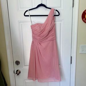 One-Shoulder Crinkle Chiffon dress - 4